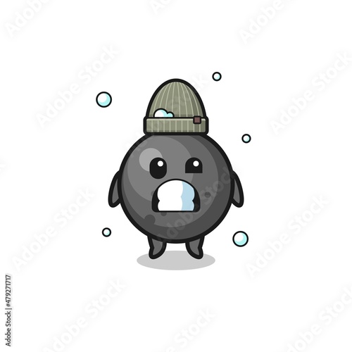 cute cartoon cannon ball with shivering expression