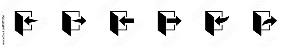 Conjunto de iconos de señal de entrada y salida. Ilustración vectorial, estilo flechas - obrazy, fototapety, plakaty 
