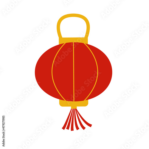 Isolated flat hanging red festive Chinese lantern artwork