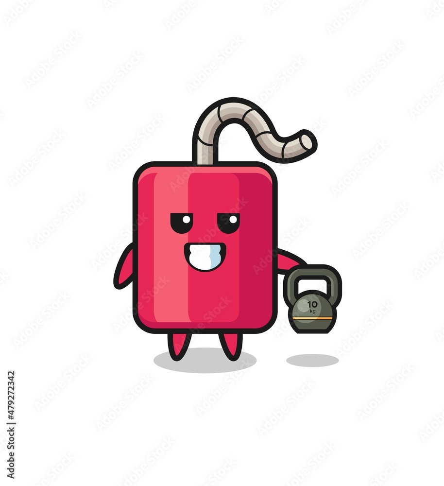 dynamite mascot lifting kettlebell in the gym dynamite mascot lifting kettlebell in the gym