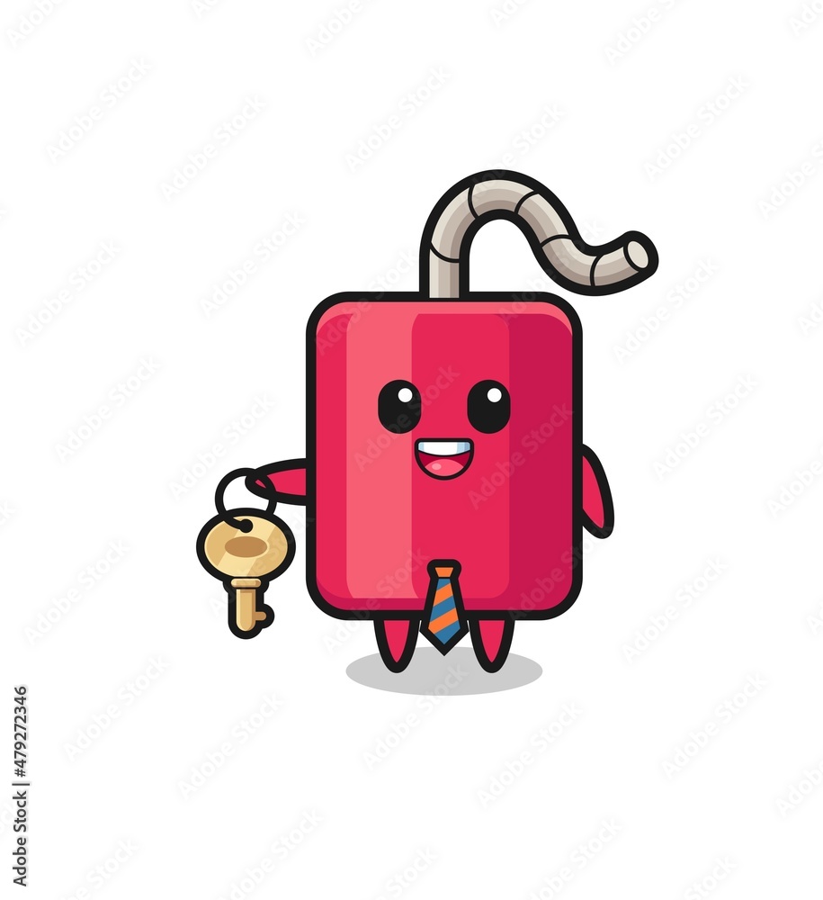 cute dynamite as a real estate agent mascot