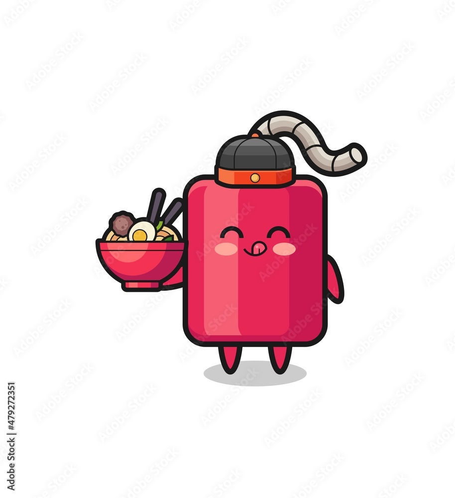 dynamite as Chinese chef mascot holding a noodle bowl dynamite as Chinese chef mascot holding a noodle bowl