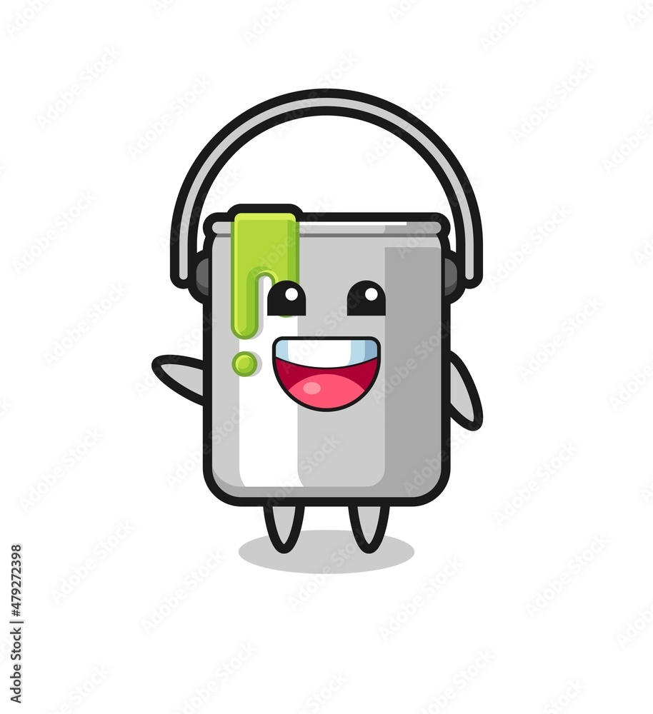 happy paint tin cute mascot character