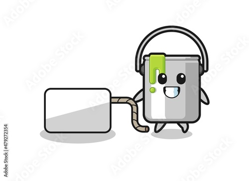 paint tin cartoon is pulling a banner
