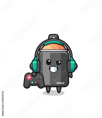 spray paint gamer mascot holding a game controller