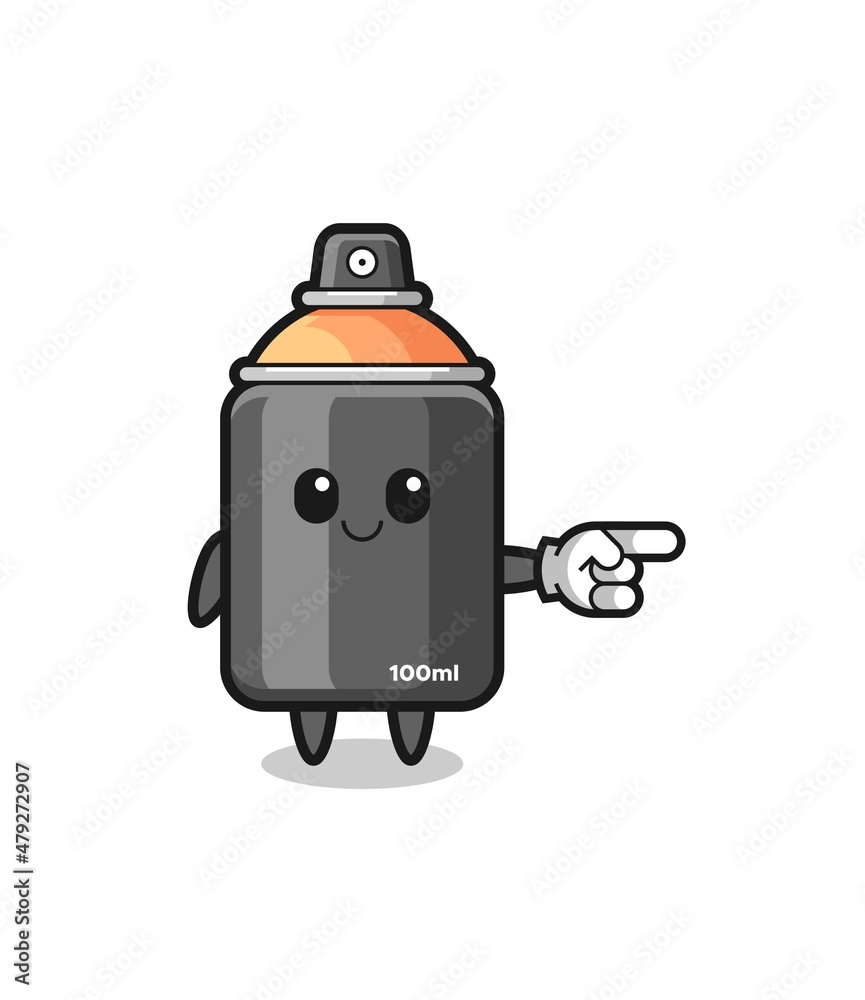 spray paint mascot with pointing right gesture