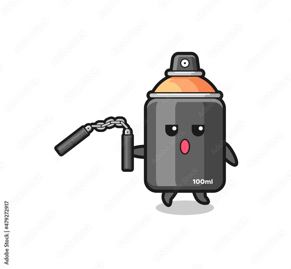 cartoon of spray paint using nunchaku cartoon of spray paint using nunchaku