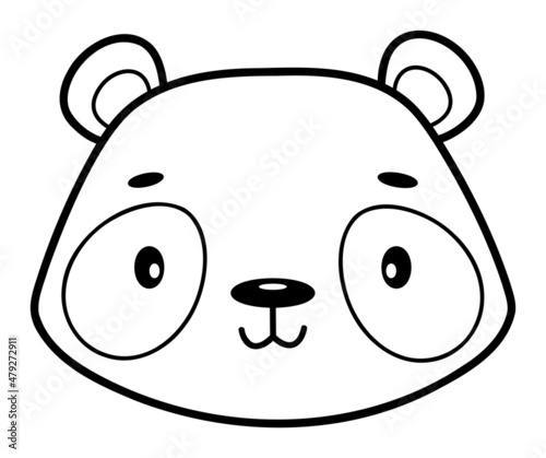 Coloring book or page for kids. Panda black and white outline illustration.