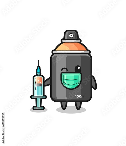 spray paint mascot as vaccinator