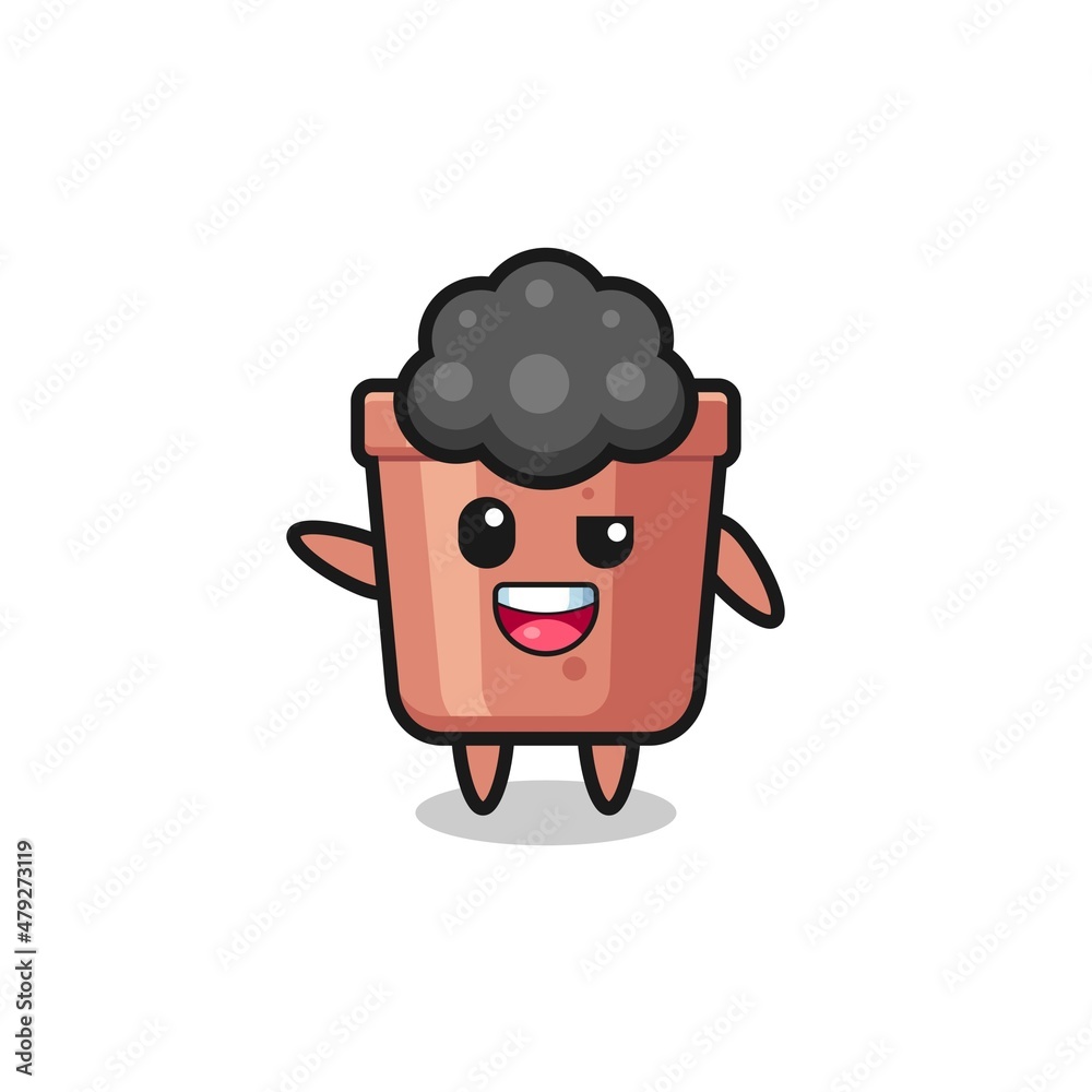 Obraz premium flowerpot character as the afro boy