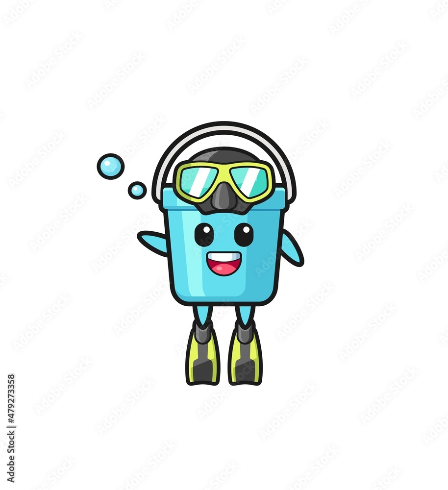 the plastic bucket diver cartoon character.