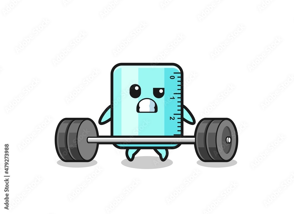 cartoon of ruler lifting a barbell cartoon of ruler lifting a barbell