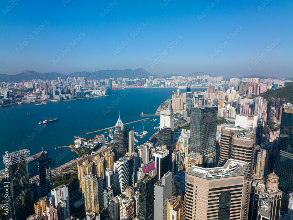 Fototapeta premium Aerial view of Hong Kong city