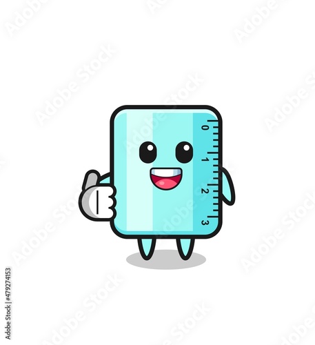 ruler mascot doing thumbs up gesture