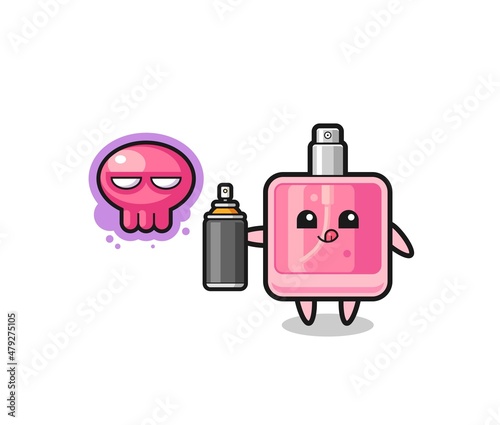 perfume cartoon make a graffiti with a spray paint