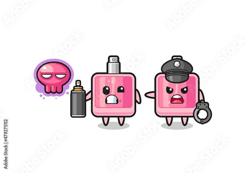 perfume cartoon doing vandalism and caught by the police
