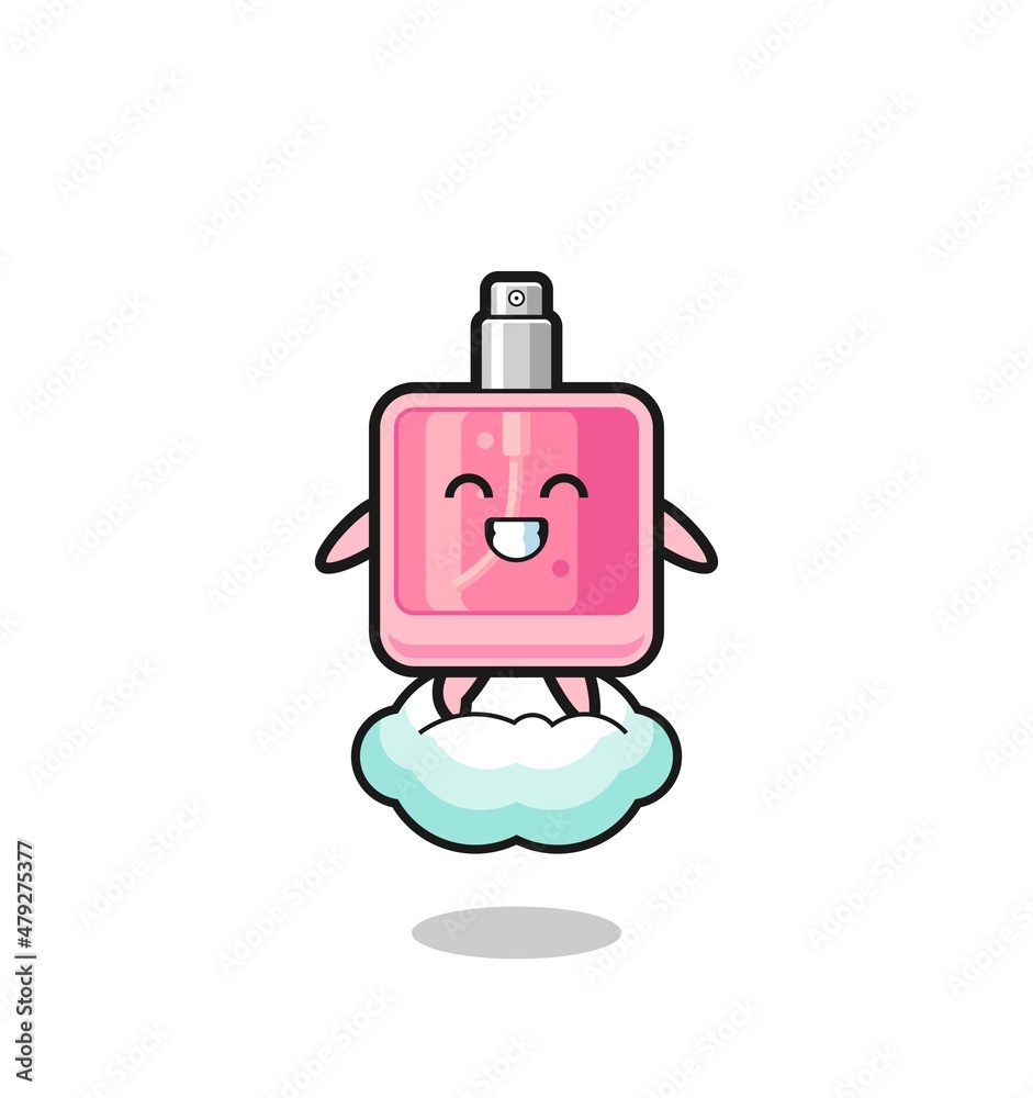 cute perfume illustration riding a floating cloud cute perfume illustration riding a floating cloud
