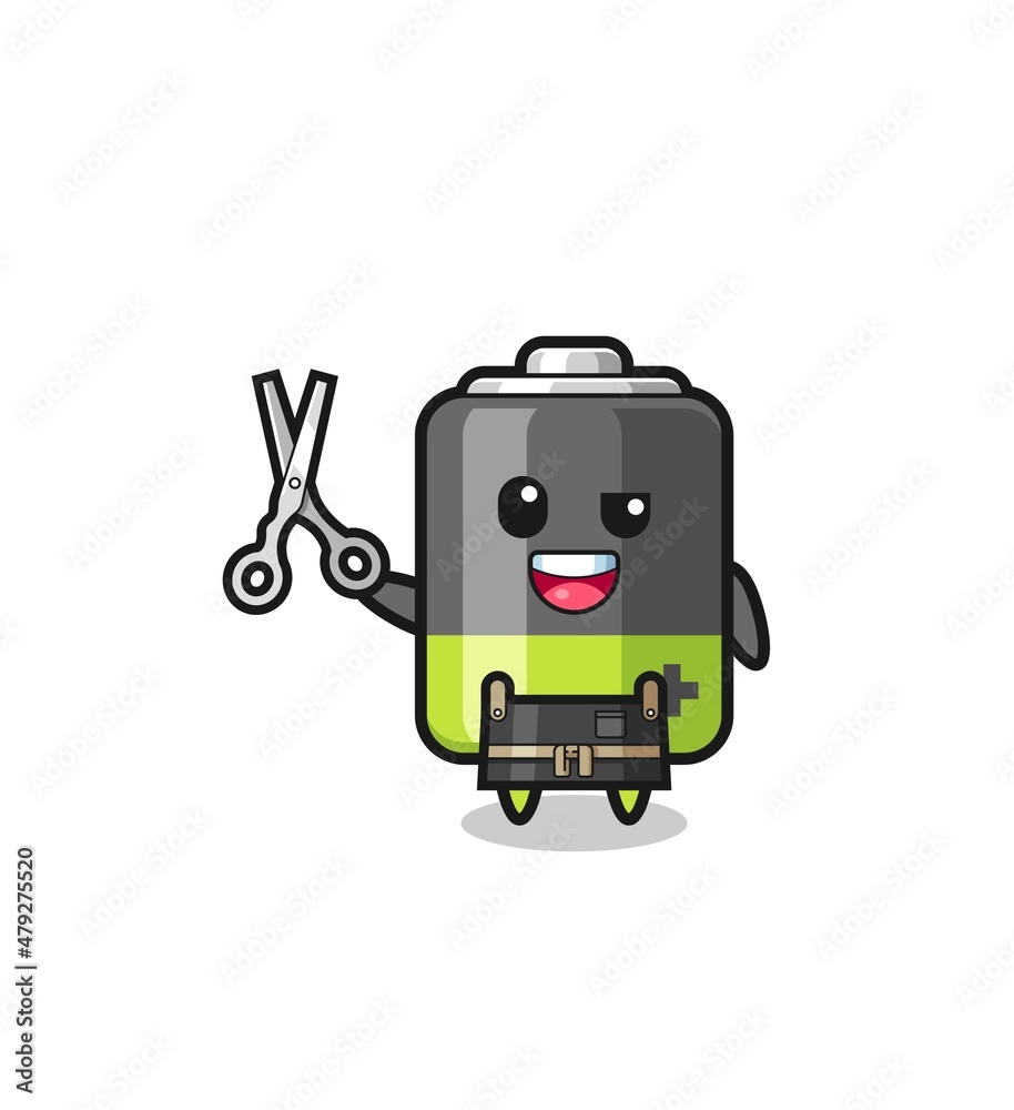battery character as barbershop mascot battery character as barbershop mascot