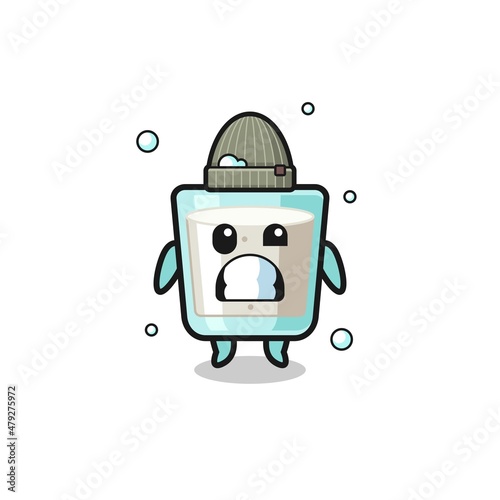 cute cartoon milk with shivering expression