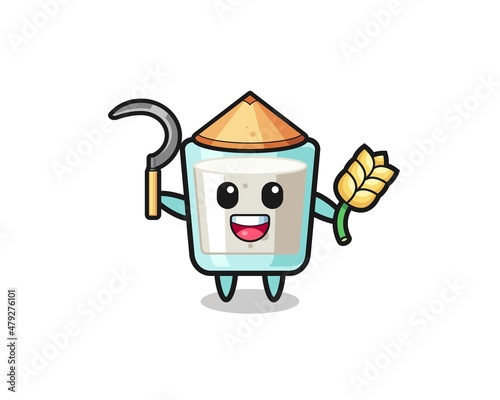 milk Asian farmer holding paddy