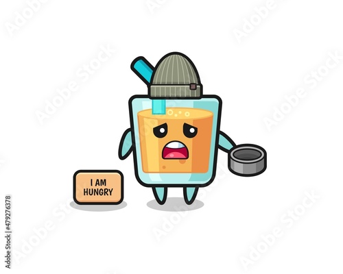 cute orange juice beggar cartoon character