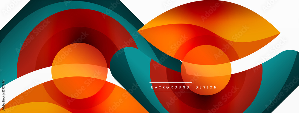 Creative geometric wallpaper. Minimal abstract background. Circle wave and round shapes composition vector illustration for wallpaper banner background or landing page Creative geometric wallpaper. Minimal abstract background. Circle wave and round shapes composition vector illustration for wallpaper banner background or landing page
