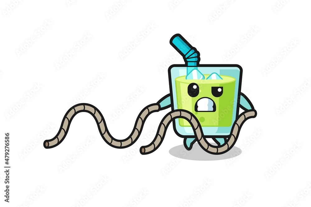 illustration of melon juice doing battle rope workout illustration of melon juice doing battle rope workout