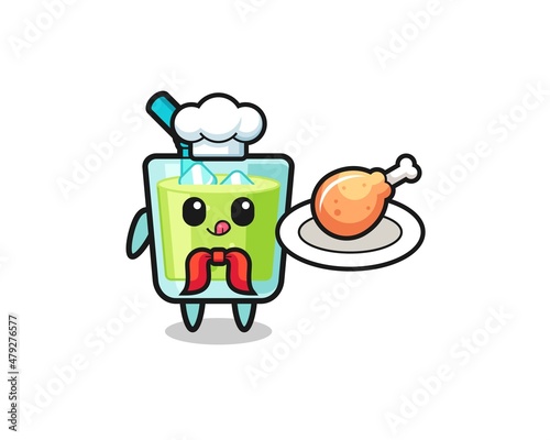 melon juice fried chicken chef cartoon character