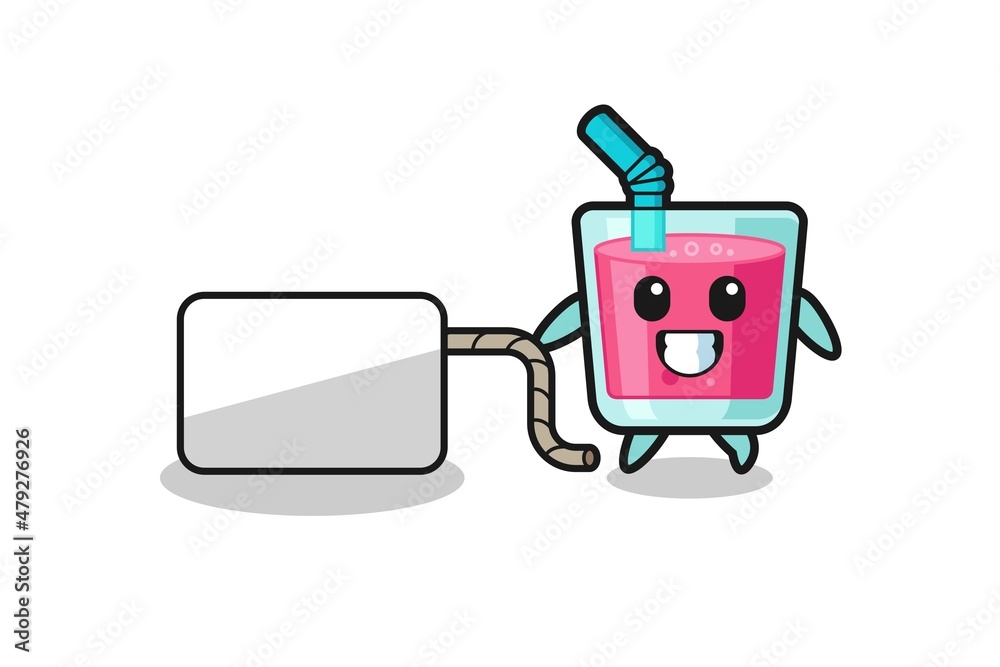 strawberry juice cartoon is pulling a banner strawberry juice cartoon is pulling a banner