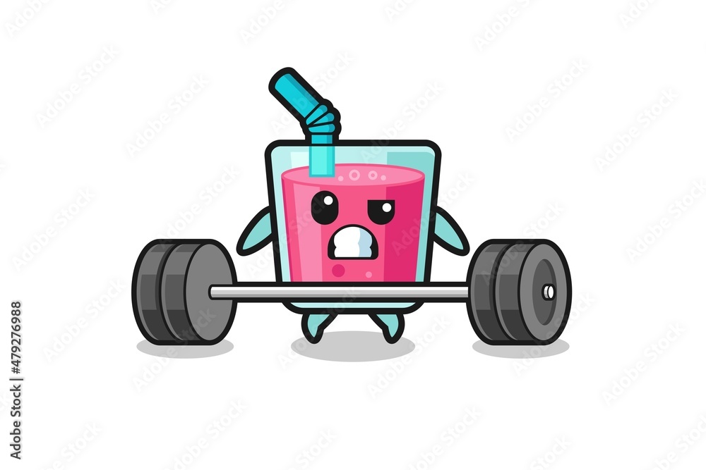 cartoon of strawberry juice lifting a barbell cartoon of strawberry juice lifting a barbell