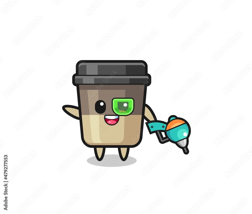 coffee cup cartoon as future warrior mascot coffee cup cartoon as future warrior mascot