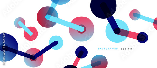 Abstract background. Round dots connected by lines. Trendy techno business template for wallpaper, banner, background or landing