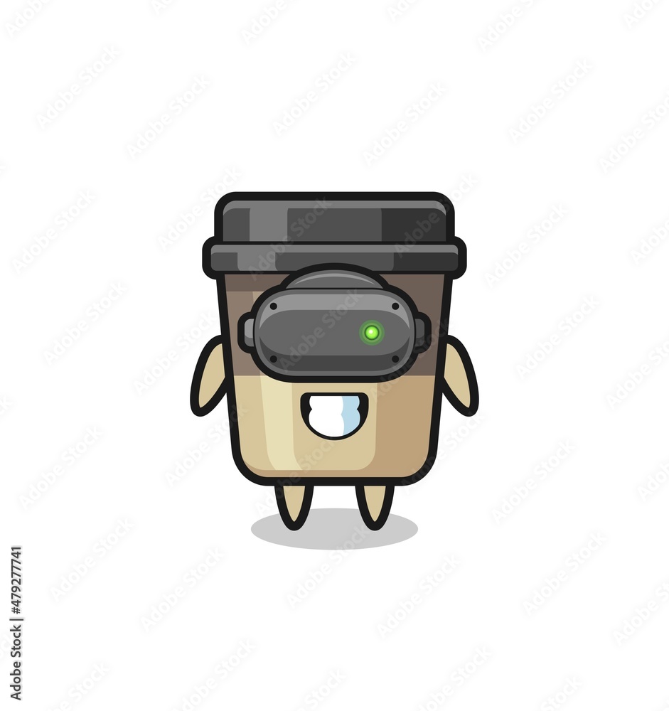 cute coffee cup using VR headset