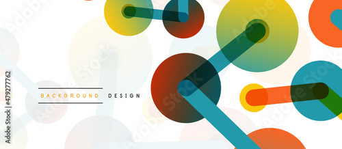 Abstract background. Round dots connected by lines. Trendy techno business template for wallpaper, banner, background or landing