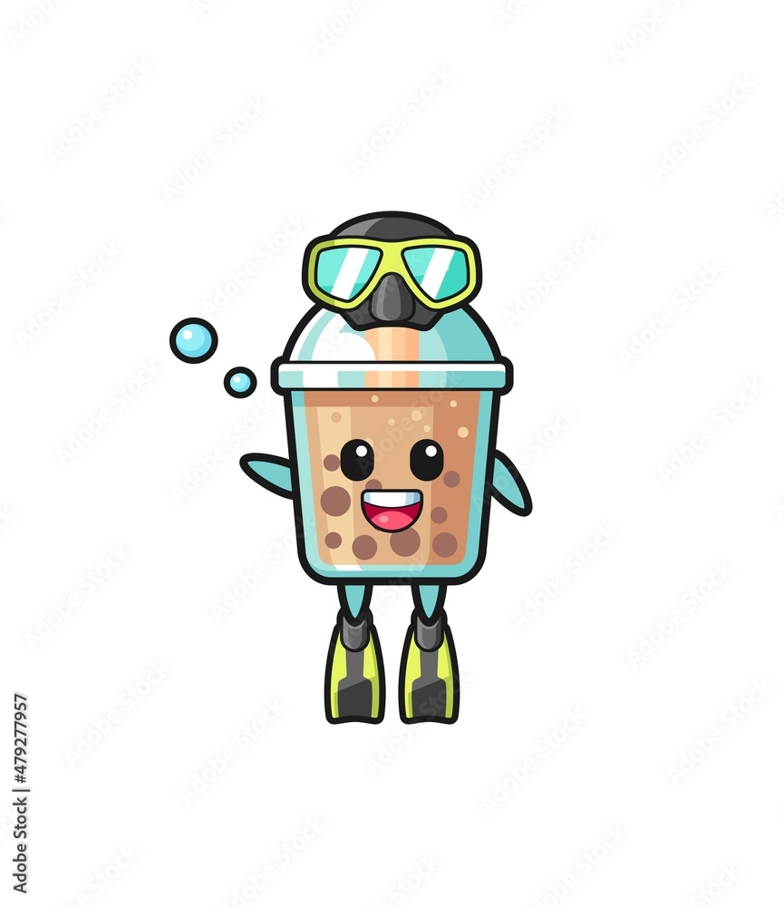 the bubble tea diver cartoon character