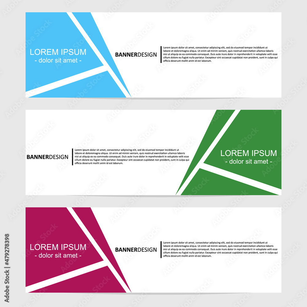 Fototapeta premium Set of abstract web banner design template. Modern creative corporate business, and horizontal advertising banner layout element template for workflow, header, label and presentation.