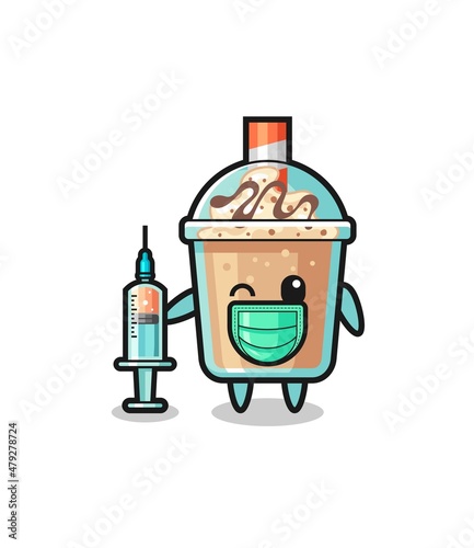 milkshake mascot as vaccinator