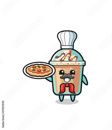 milkshake character as Italian chef mascot