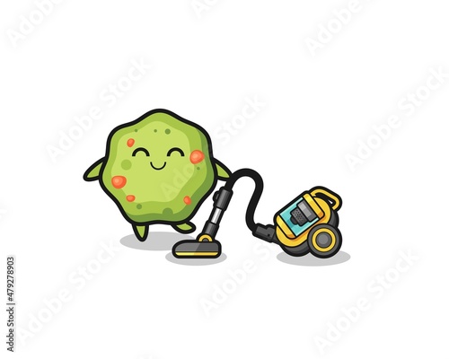 cute puke holding vacuum cleaner illustration