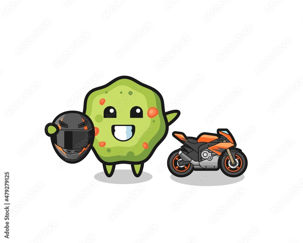 cute puke cartoon as a motorcycle racer cute puke cartoon as a motorcycle racer