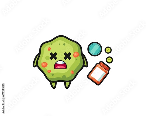 illustration of overdose puke character