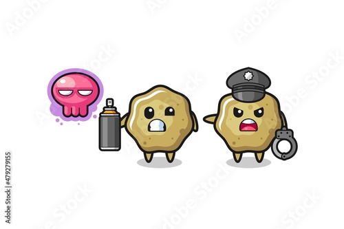 loose stools cartoon doing vandalism and caught by the police