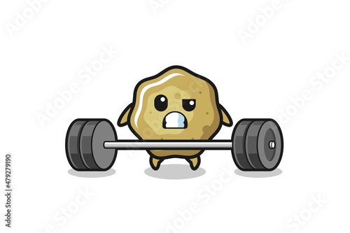 cartoon of loose stools lifting a barbell