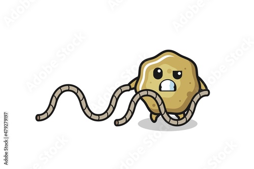 illustration of loose stools doing battle rope workout