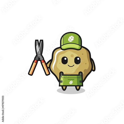 cute loose stools as gardener mascot