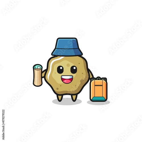 loose stools mascot character as hiker