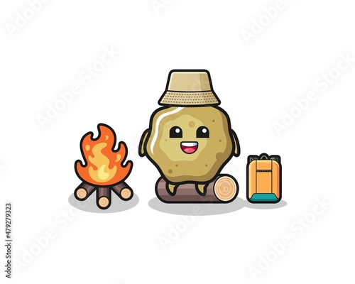 camping illustration of the loose stools cartoon