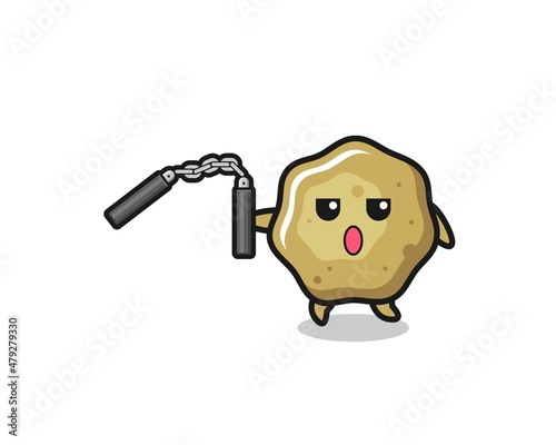 cartoon of loose stools using nunchaku