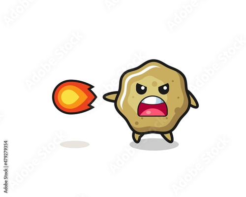 cute loose stools mascot is shooting fire power