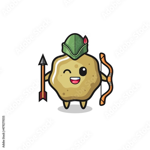 loose stools cartoon as medieval archer mascot